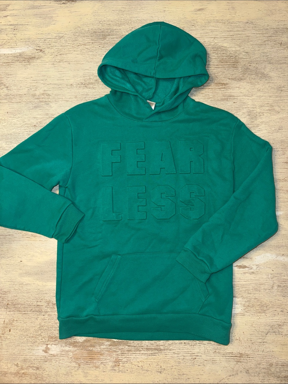 Fearless Embossed Hooded Sweatshirt - Teal Size 10-12 Years